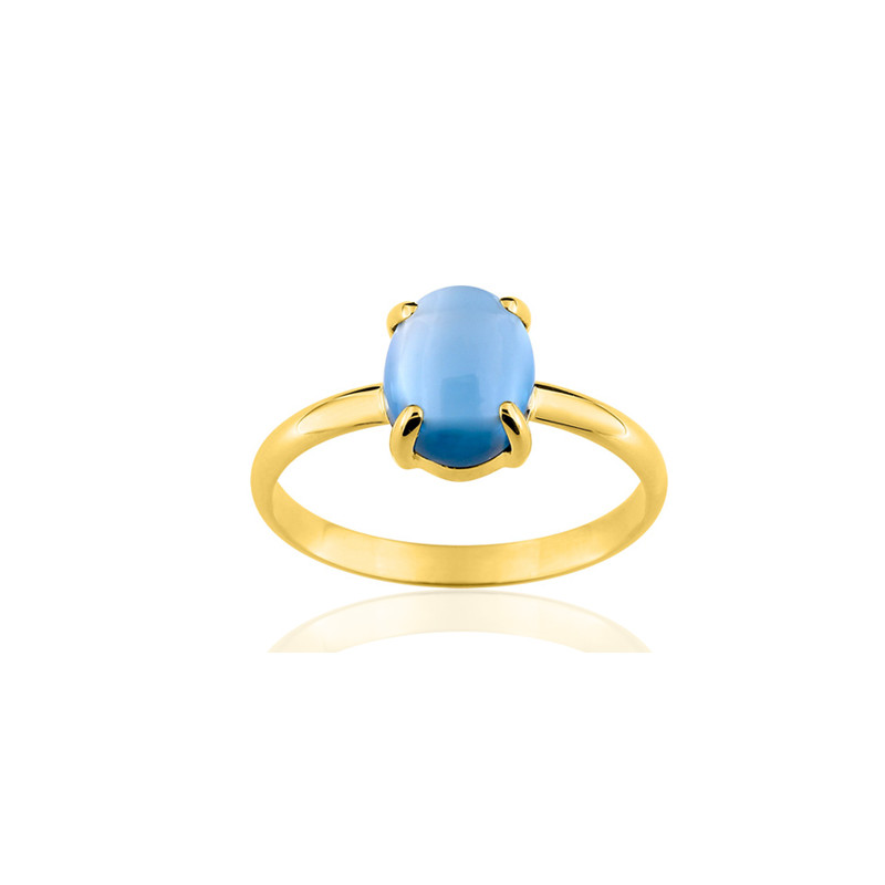 Bague or jaune 18 carats et topaze blue London pour femme