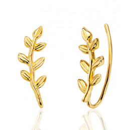 Boucles d'oreilles or 18 carats grimpantes "feuilles"