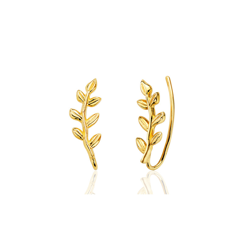 Boucles d'oreilles or 18 carats grimpantes "feuilles"