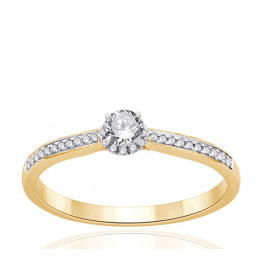 Solitaire or jaune 18 carats et diamant 0,27 carat