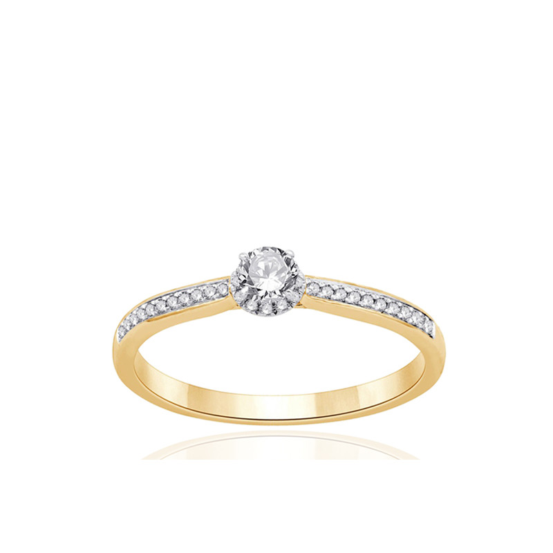 Solitaire or jaune 18 carats et diamant 0,27 carat