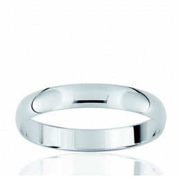 Alliance or blanc 18 carats demi-jonc "Santiago" 3 mm