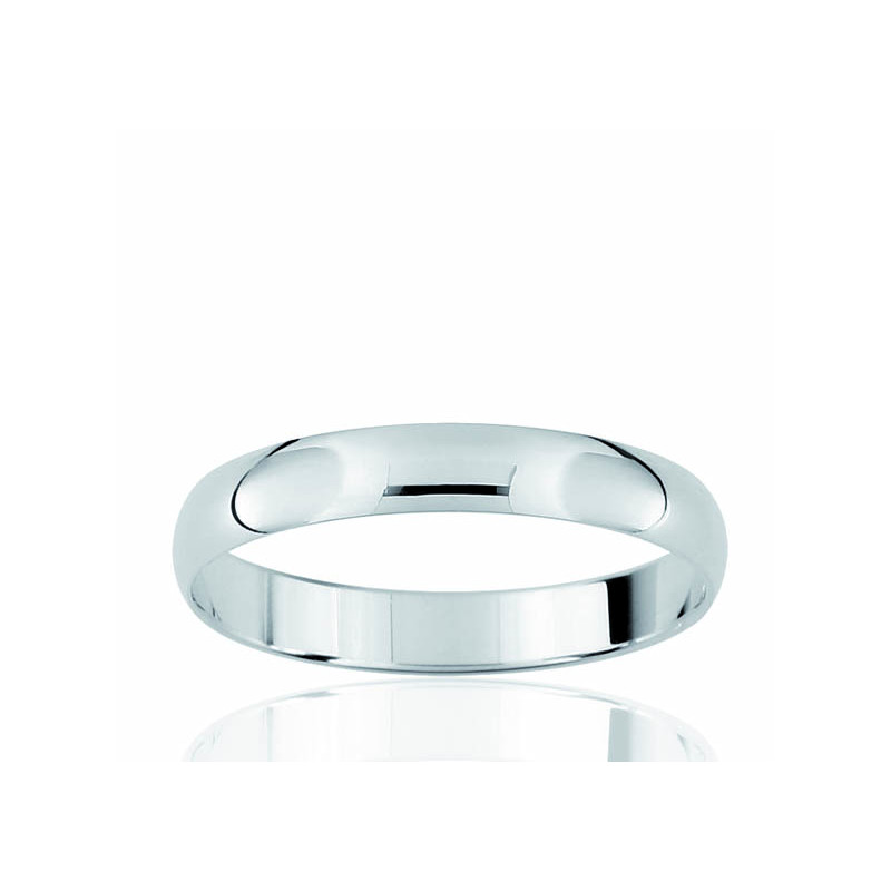 Alliance or blanc 18 carats demi-jonc "Santiago" 3 mm Alliance or blanc 18 carats demi-jonc "Santiago" 3 mm