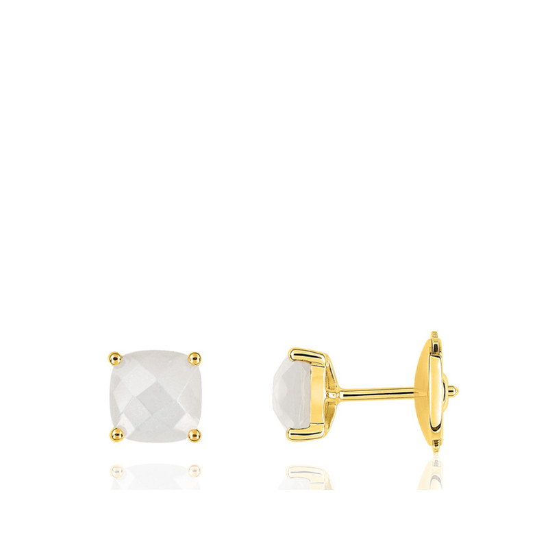 Boucles d'oreilles pierre de lune et or jaune 18 carats