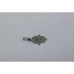 Pendentif "Main de Fatma" or blanc 18 carats