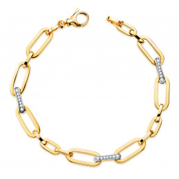 Bracelet homme or jaune 18 carats et zirconiums