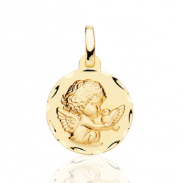 Médaille ange or 18 carats "l'ange à la colombe"