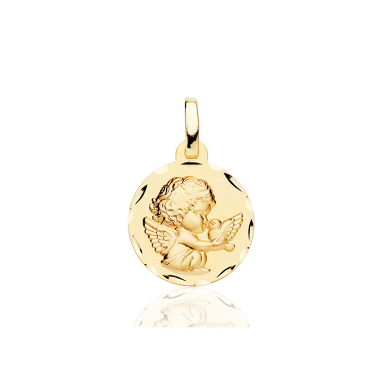 Médaille ange or 18 carats "l'ange à la colombe"