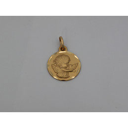 Médaille ange or 18 carats "l'ange à la colombe"