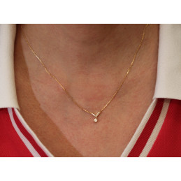 Collier or jaune 18 carats et diamant 0,14 carat