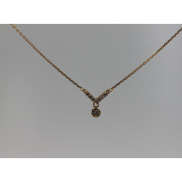 Collier or jaune 18 carats et diamant 0,14 carat