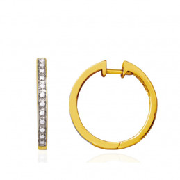 Créoles diamants 0,08 carat et or jaune 18 carats