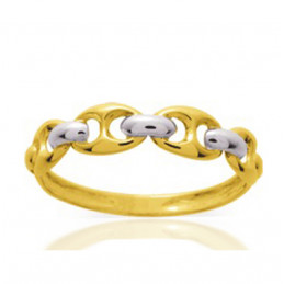 Bague deux ors 18 carats "grain de café"