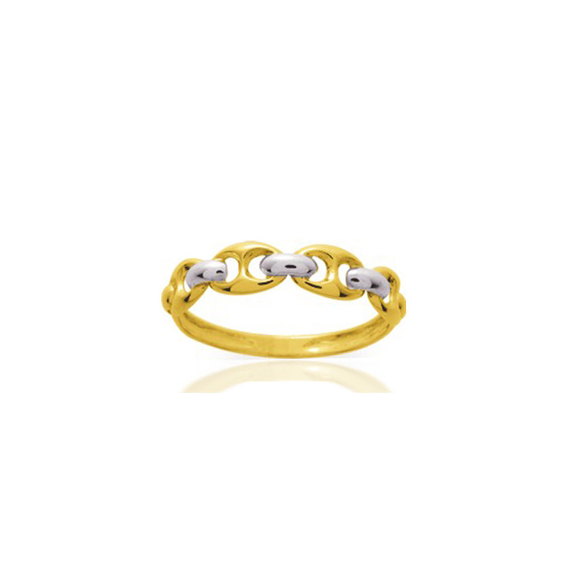 Bague deux ors 18 carats "grain de café"