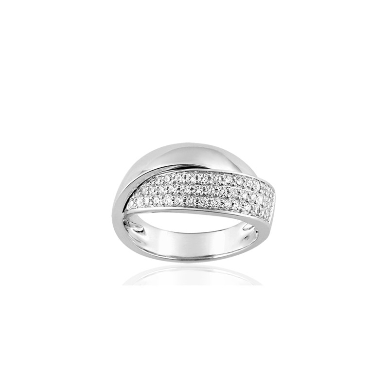 Bague or blanc 18 carats et diamant 0,42 carat