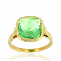 Bague or 18 carats et quartz vert 10 mm