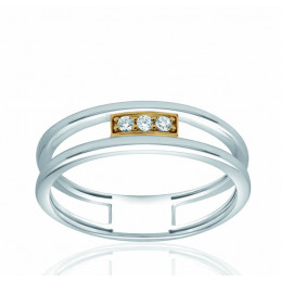Bague argent, or et zirconiums