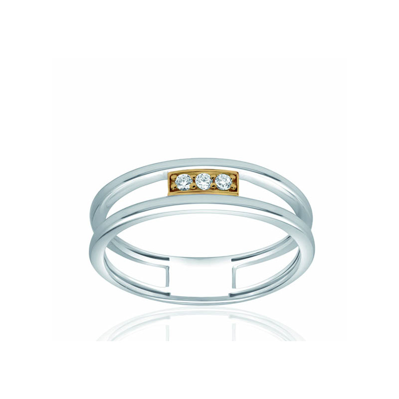 Bague argent, or et zirconiums Bague argent, or et zirconiums