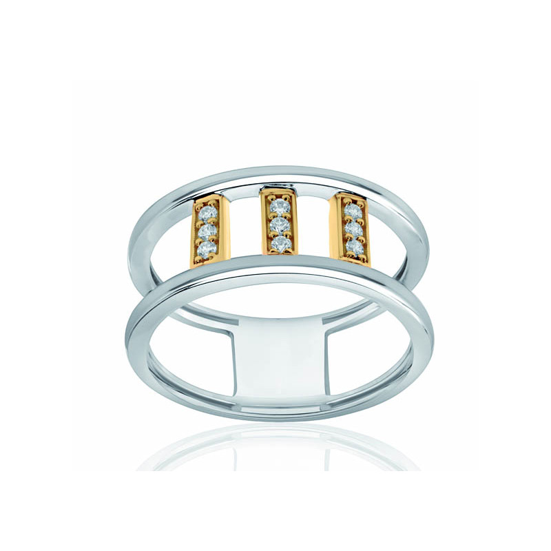 Bague argent, or et zirconiums Bague argent, or et zirconiums