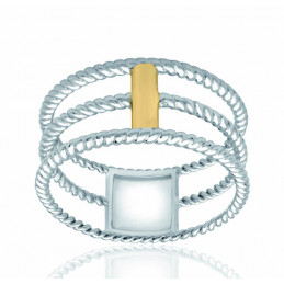 Bague argent torsades et or 18 carats