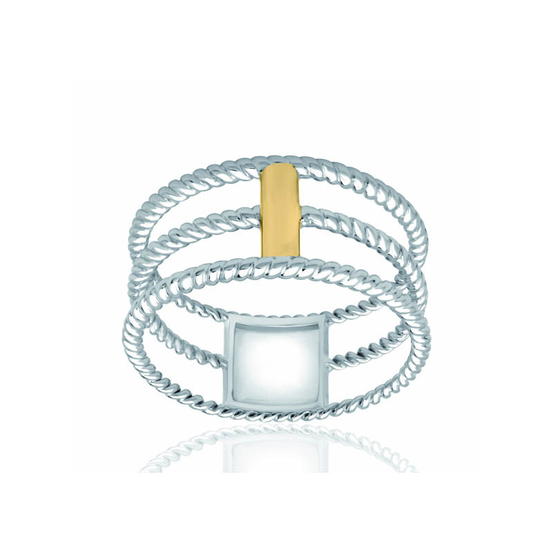 Bague argent torsades et or 18 carats Bague argent torsades et or 18 carats