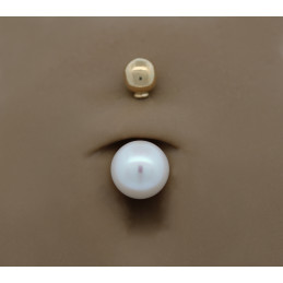 Piercing nombril or 18 carats et perle de culture
