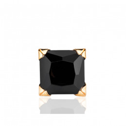Boucle d'oreille or jaune 18 carats et zirconium noir 7 mm