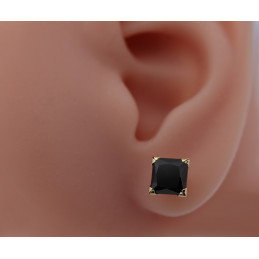 Boucle d'oreille zirconium noir 7 mm et or jaune 18 carats