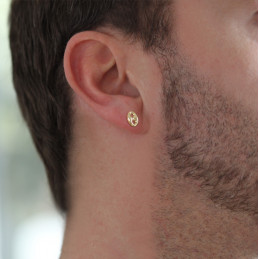 Boucle d'oreille or jaune 9 ou 18 carats pour homme "grain de café"
