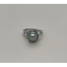 Bague argent et perle de Tahiti 9/10 mm