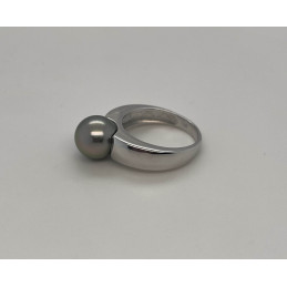 Bague argent et perle de Tahiti 8/9 mm