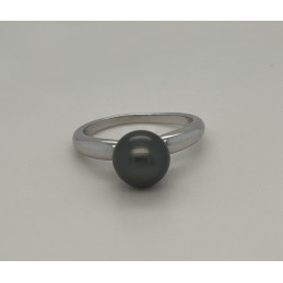 Bague argent et perle de Tahiti 8/9 mm