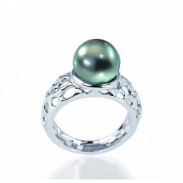 Bague argent et perle de Tahiti 9/10 mm
