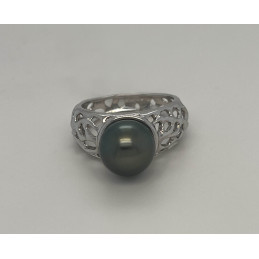 Bague argent et perle de Tahiti 9/10 mm