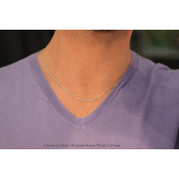 Chaine or blanc 18 carats maille forçat 55 cm