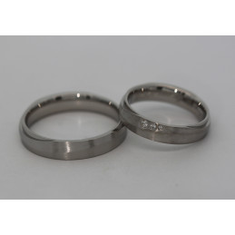 Duo d'alliances argent massif et argent massif et diamants "Tandem"