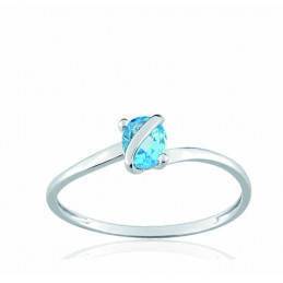 Bague or blanc 18 carats et topaze pour femme