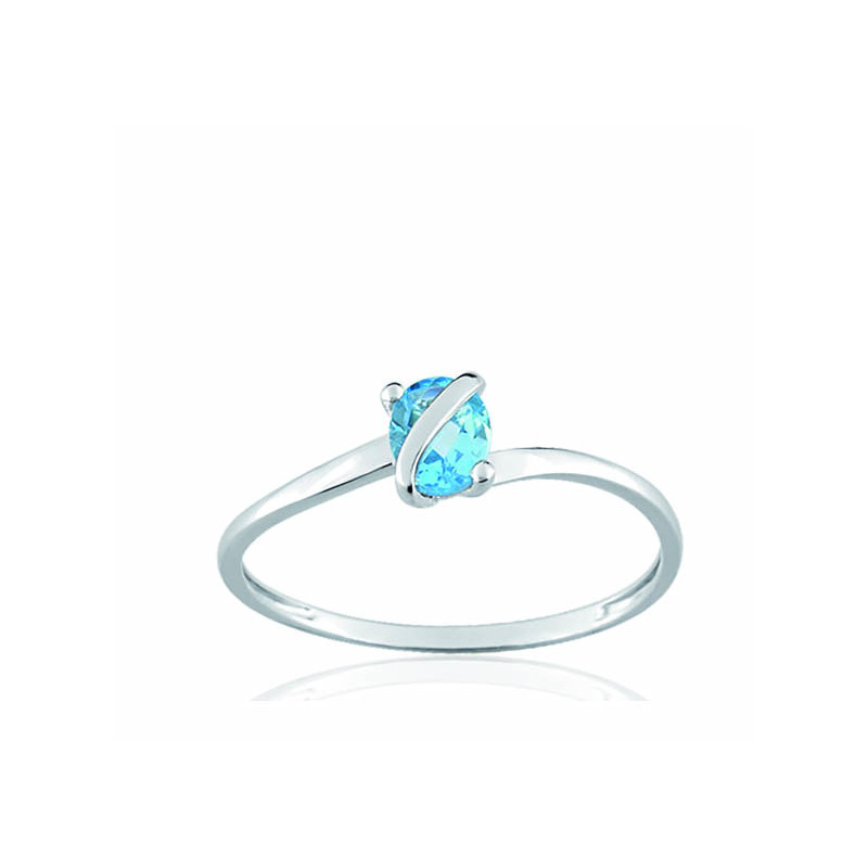 Bague or blanc 18 carats et topaze pour femme