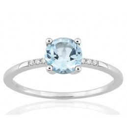 Bague or blanc 18 carats, topaze et diamant 0,02 carat