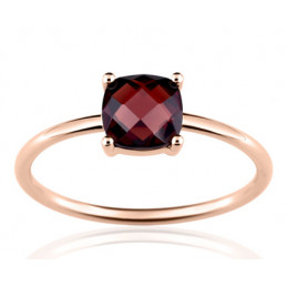 Bague or rose 18 carats et grenat 6 mm pour femme
