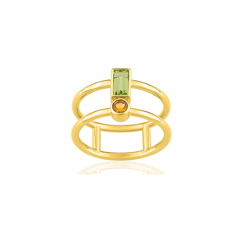 Bague or 18 carats citrine et péridot pour femme