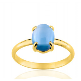 Bague or jaune 18 carats et topaze blue London pour femme