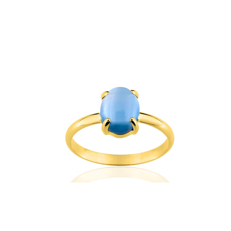 Bague or jaune 18 carats et topaze blue London pour femme