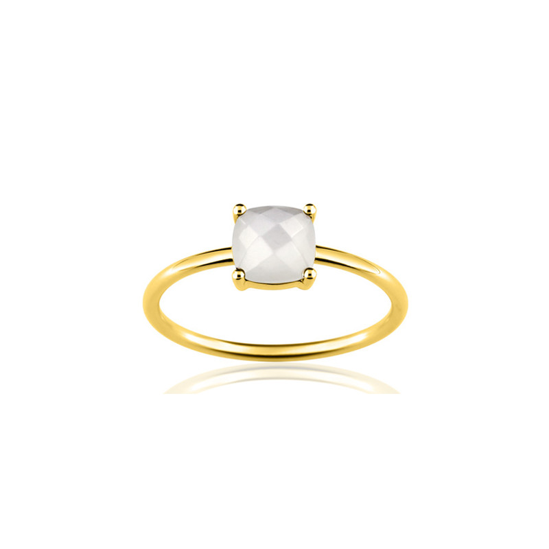 Bague or 18 carats et pierre de lune pour femme