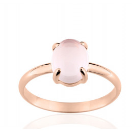 Bague or rose 18 carats et quartz rose pour femme