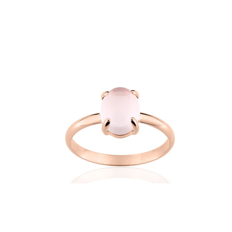 Bague or rose 18 carats et quartz rose pour femme