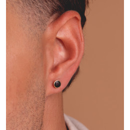 Boucle d'oreille zirconium noir 6,2 mm et or jaune 18 carats