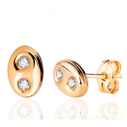 Boucle d'oreille or 18 carats et zirconium "grain de café"