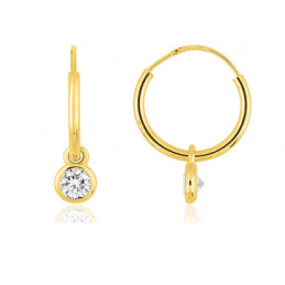 Boucles d'oreilles créoles enfant or jaune 18 carats et zirconium