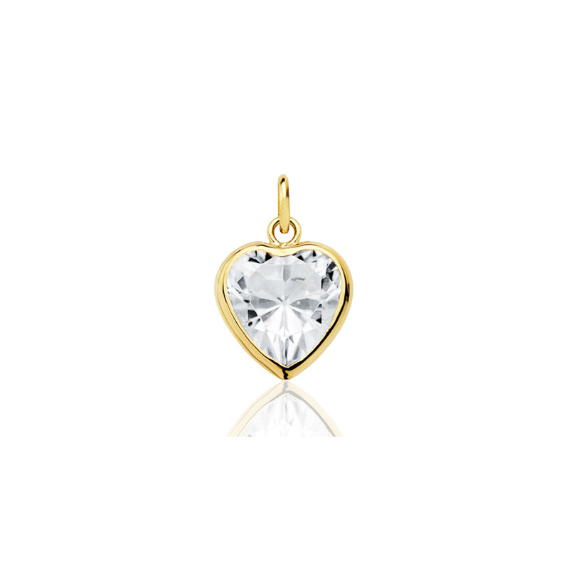 Pendentif or jaune 18 carats et zirconium "cœur"